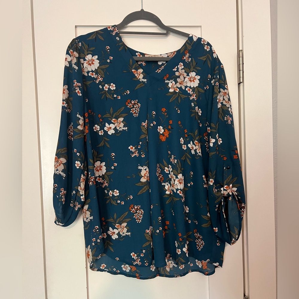 Floral Teal Women's Top Maternity Stitch Fix